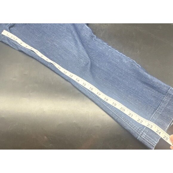 Soft Surroundings Women’s Dark Wash Blue Pull On Denim Crop Jeans Sz M Stretch - Picture 5 of 10